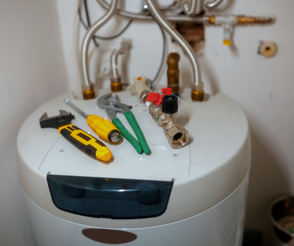 water heater getting repaired